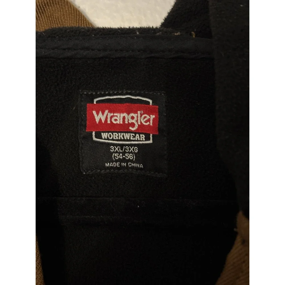 Wrangler Workwear Mens 3XL Brown Canvas Fleece Lined Hooded Shirt Jacket Shacket